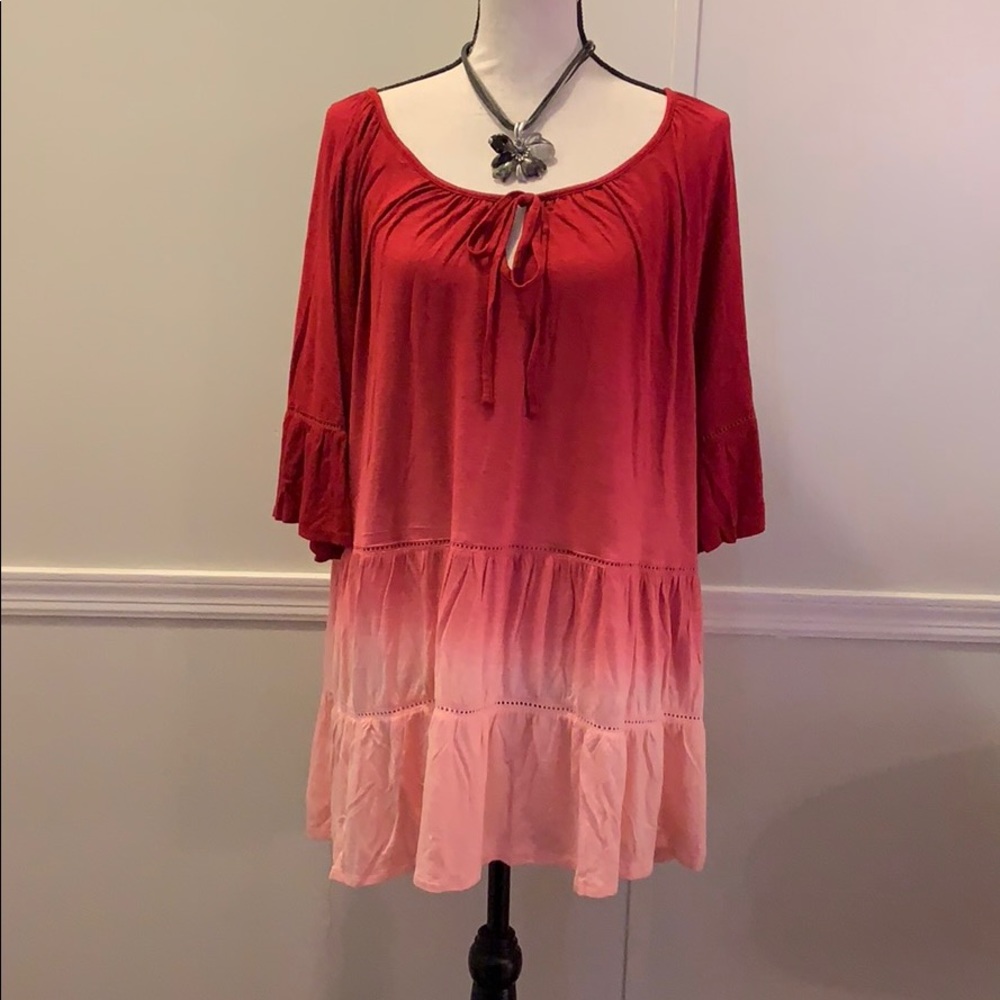 NWT RXB Berry Combo Tie Dyed Boho Style Tunic